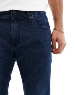 Jack & Jones Liam Skinny Jean In Dark Blue Wash For Men Blue Denim -Men Style Shop 206432027 5