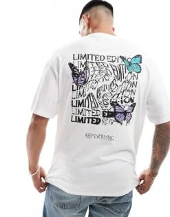 Jack & Jones Oversized Butterfly Back Print T-shirt In White For Men -Men Style Shop 206455628 1 white 1