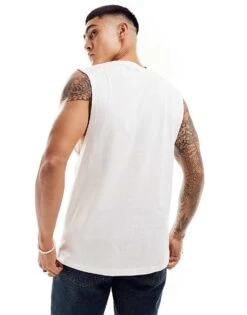 Jack & Jones Oversized Crane Front Print Vest In White For Men -Men Style Shop 206456394 3