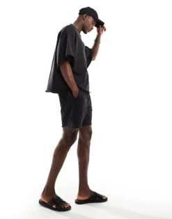 Jack & Jones Oversized Washed Sweat Short Co-ord In Black For Men -Men Style Shop 206458014 1 black 1