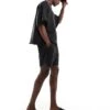 Jack & Jones Oversized Washed Sweat Short Co-ord In Black For Men