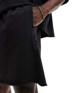 Jack & Jones Oversized Washed Sweat Short Co-ord In Black For Men -Men Style Shop 206458014 2