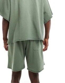 Jack & Jones Oversized Washed Sweat Short Co-ord In Green For Men Laurel Wreath -Men Style Shop 206458362 4