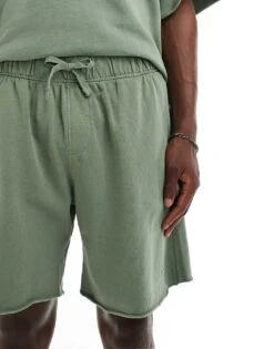 Jack & Jones Oversized Washed Sweat Short Co-ord In Green For Men Laurel Wreath -Men Style Shop 206458362 5