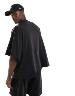 Jack & Jones Super Oversized Heavyweight Sweat T-shirt Co-ord In Washed Black For Men -Men Style Shop 206458890 3