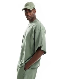 Jack & Jones Super Oversized Heavyweight Sweat T-shirt Co-ord In Green For Men Laurel Wreath -Men Style Shop 206460034 1 laurelwreath 1