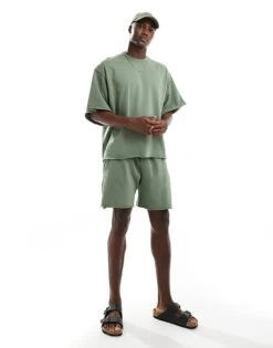 Jack & Jones Super Oversized Heavyweight Sweat T-shirt Co-ord In Green For Men Laurel Wreath -Men Style Shop 206460034 2