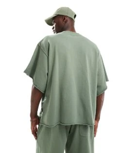 Jack & Jones Super Oversized Heavyweight Sweat T-shirt Co-ord In Green For Men Laurel Wreath -Men Style Shop 206460034 3