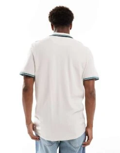 Jack & Jones Slim Fit Tipped Pique Logo Polo In Beige For Men Moonbeam Detail:play -Men Style Shop 206502123 2