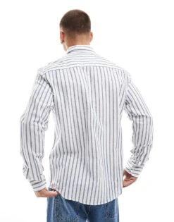 Jack & Jones Shirt With Blue Stripe For Men Ensign Blue Stripes: -Men Style Shop 206502148 2