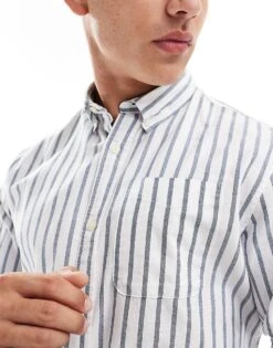 Jack & Jones Shirt With Blue Stripe For Men Ensign Blue Stripes: -Men Style Shop 206502148 3