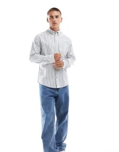 Jack & Jones Shirt With Blue Stripe For Men Ensign Blue Stripes: -Men Style Shop 206502148 4