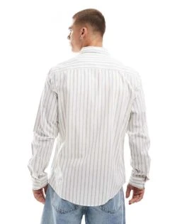 Jack & Jones Shirt With Beige Stripe For Men Crockery Stripes:str -Men Style Shop 206502149 2