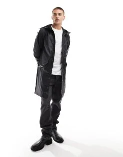 Jack & Jones Rubberized Raincoat In Black For Men -Men Style Shop 206502166 2