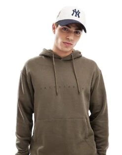 Jack & Jones Oversized Logo Hoodie In Khaki For Men Canteen