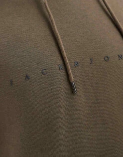 Jack & Jones Oversized Logo Hoodie In Khaki For Men Canteen -Men Style Shop 206502173 3