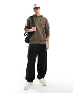 Jack & Jones Oversized Logo Hoodie In Khaki For Men Canteen -Men Style Shop 206502173 4