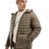 Jack & Jones Packable Padded Jacket With Hood In Brown For Men Canteen