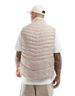 Jack & Jones Packable Padded Gilet In Off White For Men Atmosphere -Men Style Shop 206502214 2