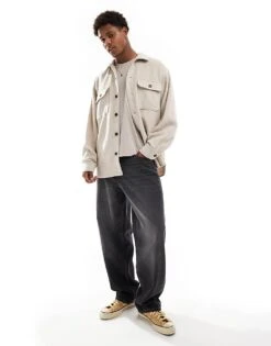 Jack & Jones Heavy Brushed Twill Overshirt In Beige For Men Peyote -Men Style Shop 206502221 4