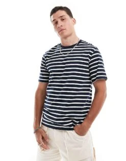 Jack & Jones Stripe T-shirt In White For Men Navy Blazer Stripes: -Men Style Shop 206502245 1 navyblazerstripes 1