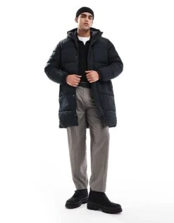 Jack & Jones Long Hooded Puffer In Black For Men