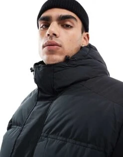 Jack & Jones Long Hooded Puffer In Black For Men -Men Style Shop 206502262 3