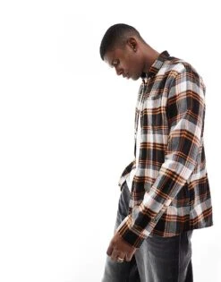 Jack & Jones Brushed Check Shirt In Navy & Red For Men Hawaian Sunset -Men Style Shop 206502284 1 hawaiansunset 1