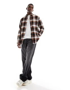 Jack & Jones Brushed Check Shirt In Navy & Red For Men Hawaian Sunset -Men Style Shop 206502284 4