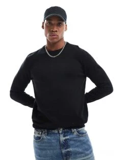 Jack & Jones Crew Neck Jumper In Black For Men -Men Style Shop 206502308 1 black 1