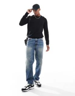 Jack & Jones Crew Neck Jumper In Black For Men -Men Style Shop 206502308 4