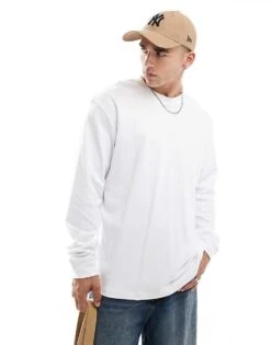 Jack & Jones Oversized Long Sleeve T-shirt In White For Men -Men Style Shop 206502316 2