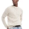 Jack & Jones Chunky Cable Knitted Jumper In Cream For Men Moonbeam