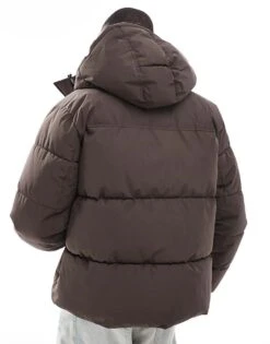 Jack & Jones Short Puffer Jacket In Brown For Men Mulch -Men Style Shop 206502391 4