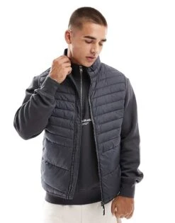 Jack & Jones Packable Padded Gilet In Dark Grey For Men Asphalt -Men Style Shop 206502427 1 asphalt 1