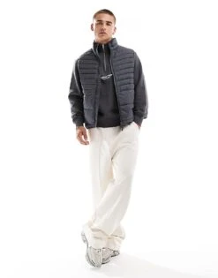 Jack & Jones Packable Padded Gilet In Dark Grey For Men Asphalt -Men Style Shop 206502427 4