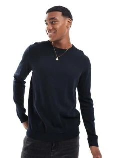 Jack & Jones Crew Neck Jumper In Navy For Men Navy Blazer -Men Style Shop 206502477 1 navyblazer 1