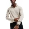 Jack & Jones Knitted Half Zip In Beige For Men Oatmeal Detail:melan -Men Style Shop 206502494 1 oatmealdetailmelan
