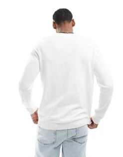 Jack & Jones Crew Neck Jumper In White For Men Cloud Dancer -Men Style Shop 206502526 2