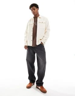 Jack & Jones Oversized Cord Overshirt In Ecru For Men Buttercream -Men Style Shop 206502566 2