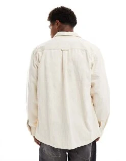 Jack & Jones Oversized Cord Overshirt In Ecru For Men Buttercream -Men Style Shop 206502566 4