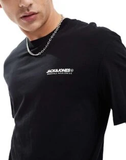 Jack & Jones Logo T-shirt In Black For Men Black Detail:moonbea -Men Style Shop 206502582 3