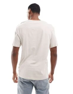Jack & Jones Logo Front T-shirt In Beige For Men Moonbeam -Men Style Shop 206502590 2