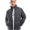 Jack & Jones Packable Padded Jacket With Stand Collar In Dark Grey For Men Asphalt