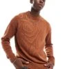 Jack & Jones Oversized Chunky Rib Crew Neck Jumper In Burnt Orange For Men Mocha Bisque