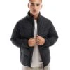 Jack & Jones Packable Padded Jacket With Stand Collar In Black For Men