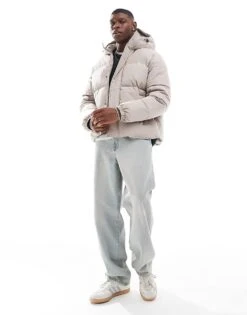 Jack & Jones Short Puffer Jacket In Beige For Men Atmosphere -Men Style Shop 206502637 3