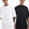 Jack & Jones Super Oversized 2 Pack T-shirt In Black & White For Men White/black -Men Style Shop 206549325 1 whiteblack