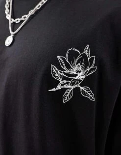 Jack & Jones Super Oversized Flower Back Print T-shirt In Black For Men -Men Style Shop 206549358 3