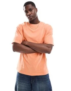 Jack & Jones Oversized T-shirt In Dusky Orange For Men Canyon Sunset -Men Style Shop 206549397 2